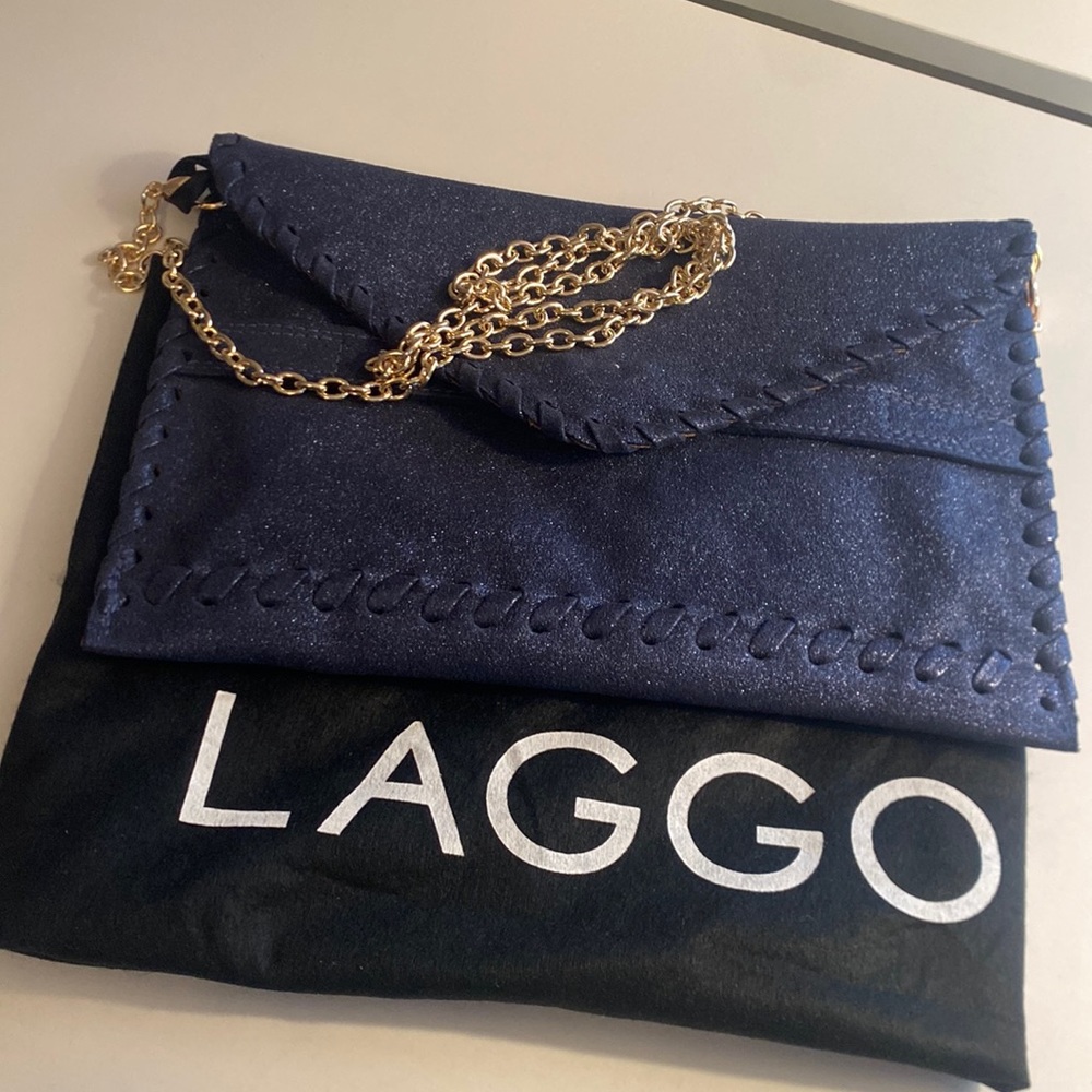 Metallic navy Laggo clutch